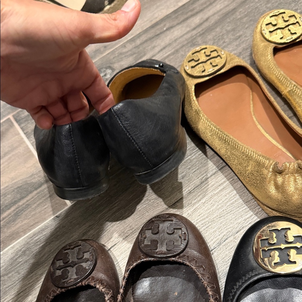 Tory Burch Black, Brown, and Gold Flats and black Neutralizer loafers, bundle - Picture 8 of 8